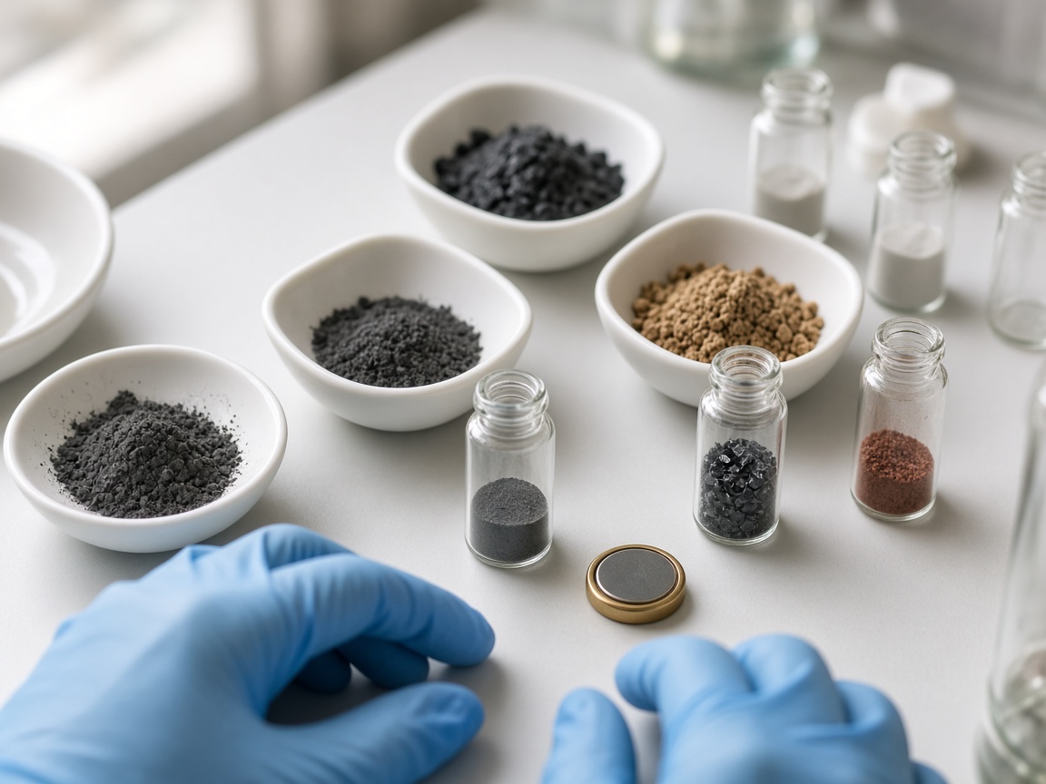 Material samples and powders prepared on a laboratory bench